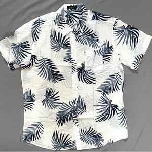 Men’s XI Peng White Short Sleeve Shirt Palm Print XL‎